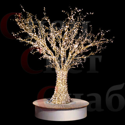 Металлокаркасное световое дерево "Золотистый Клен" с бетонной скамьей